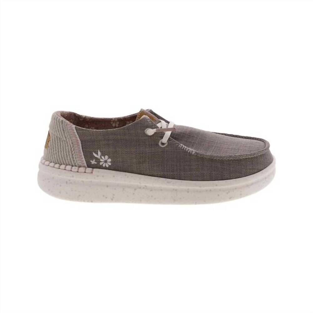 NEW HEY DUDE women's wendy rise woven casual shoes in grey